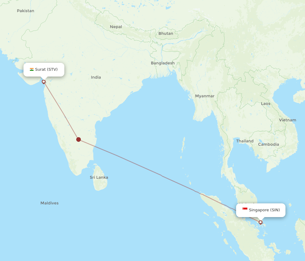 SIN-STV flight routes