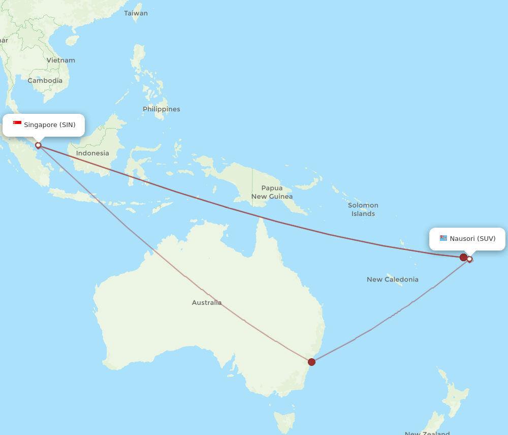 SIN-SUV flight routes