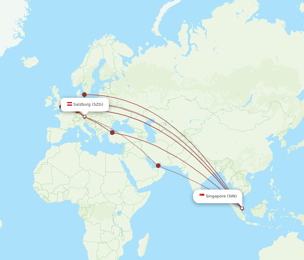 SIN-SZG flight routes