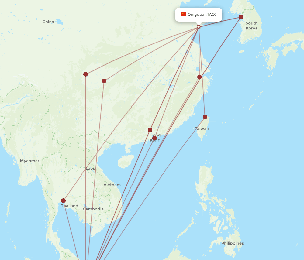 SIN to TAO flights and routes map