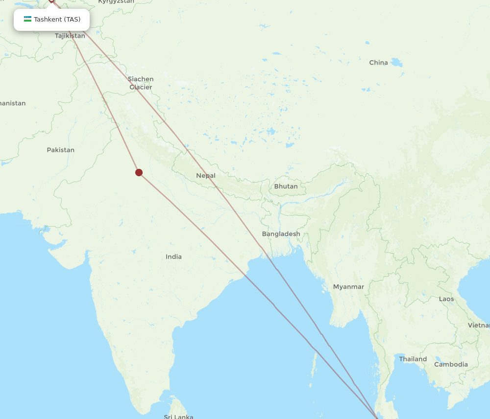 SIN-TAS flight routes