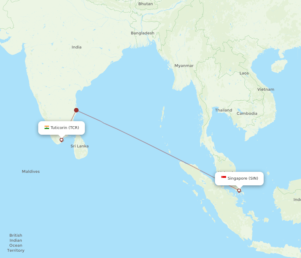 SIN-TCR flight routes