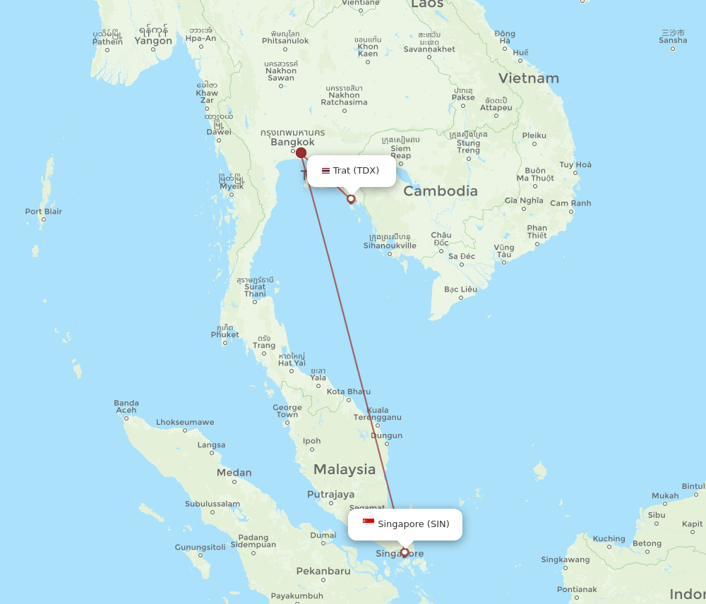 SIN to TDX flights and routes map
