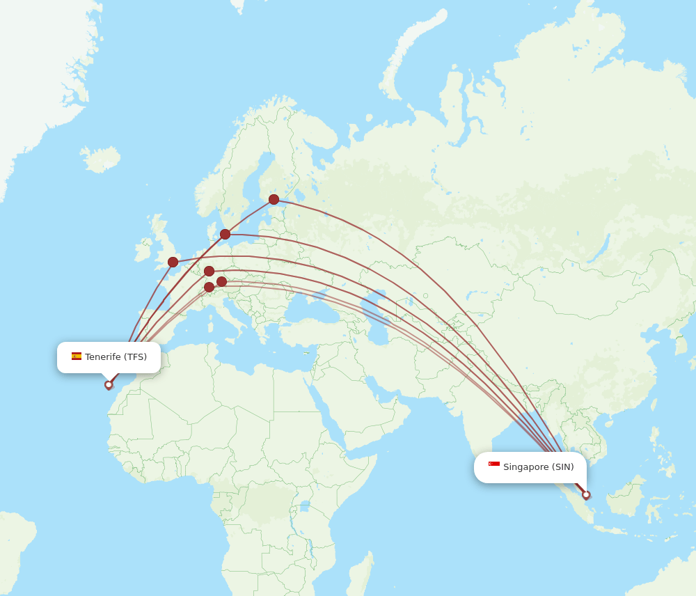 SIN-TFS flight routes