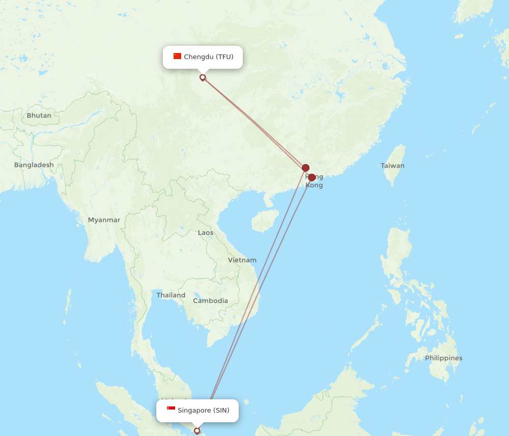 SIN-TFU flight routes