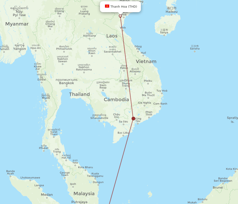 SIN-THD flight routes