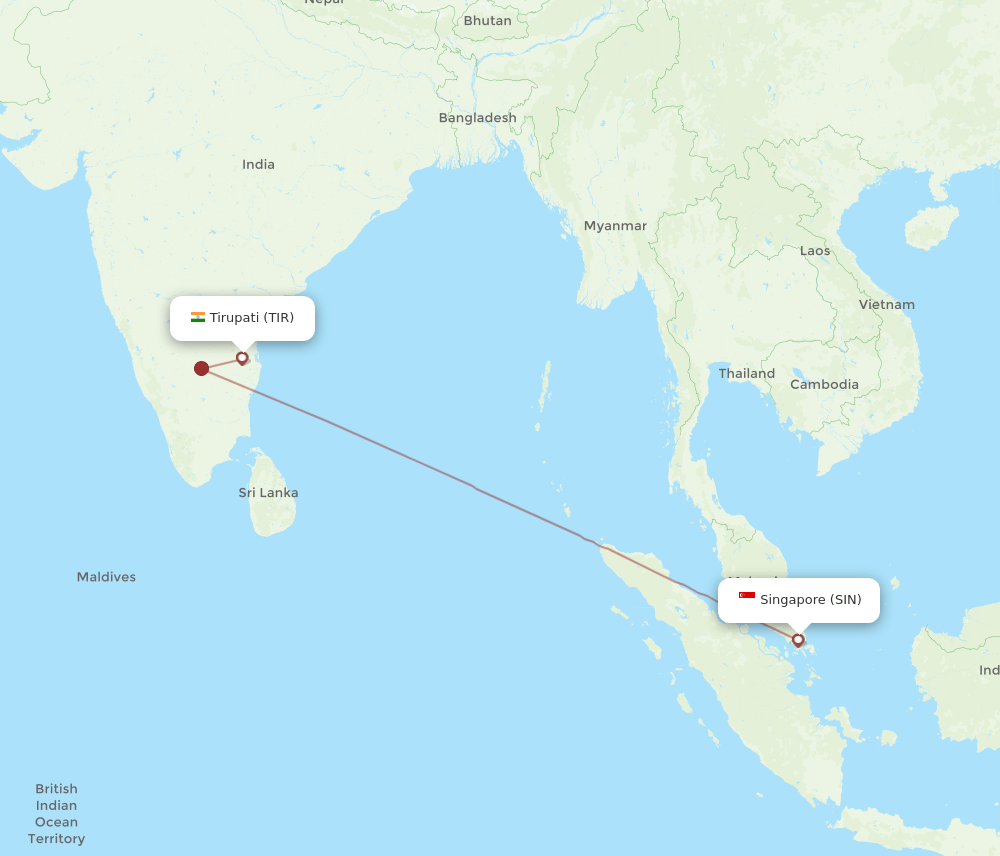 SIN to TIR flights and routes map