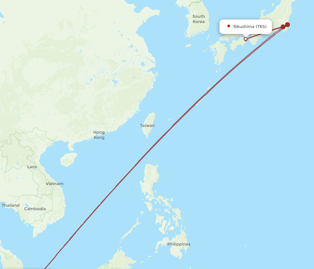 SIN to TKS flights and routes map