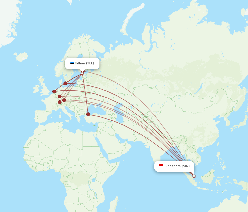 SIN-TLL flight routes