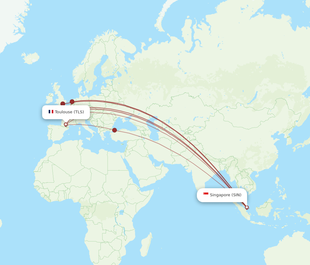 SIN-TLS flight routes