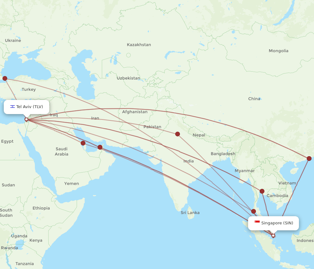 SIN-TLV flight routes