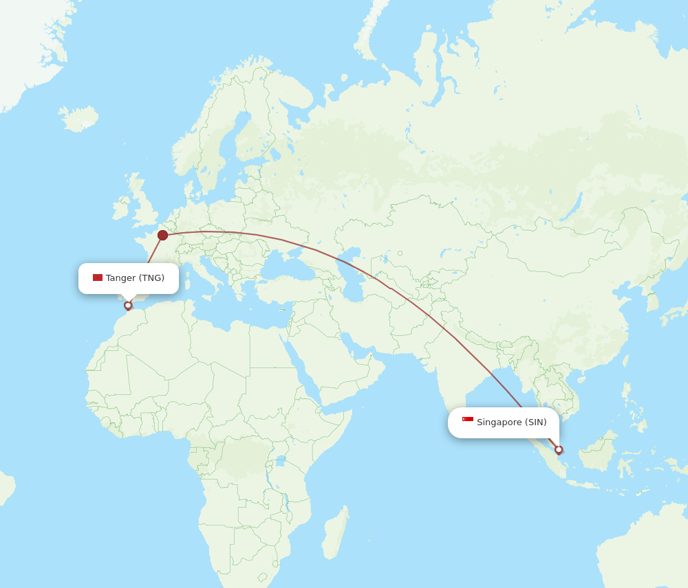 SIN-TNG flight routes