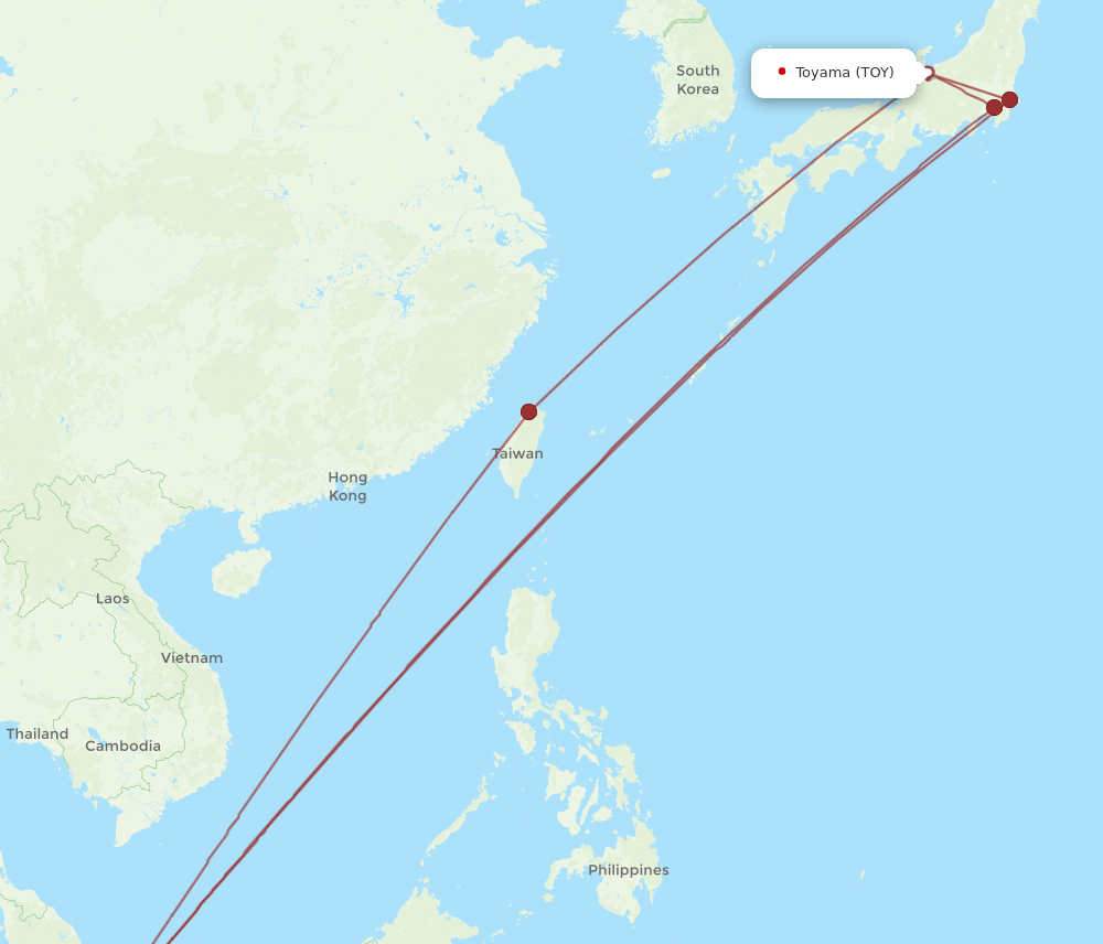 SIN-TOY flight routes