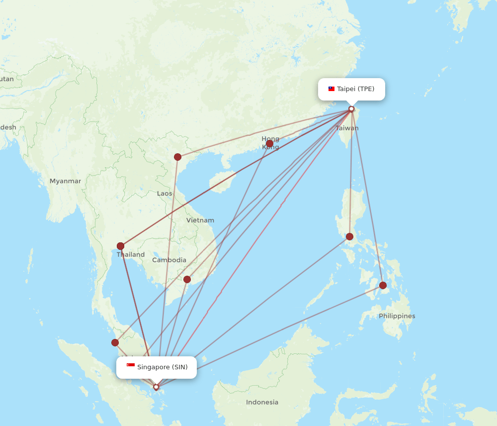 SIN-TPE flight routes