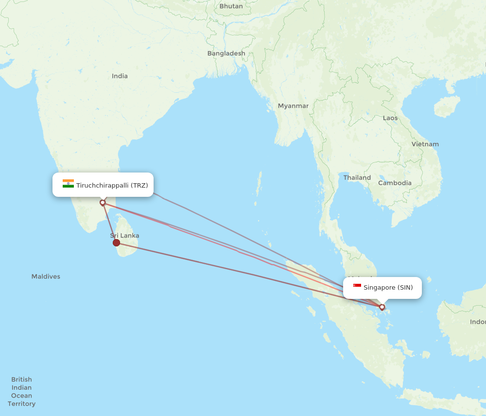 SIN to TRZ flights and routes map