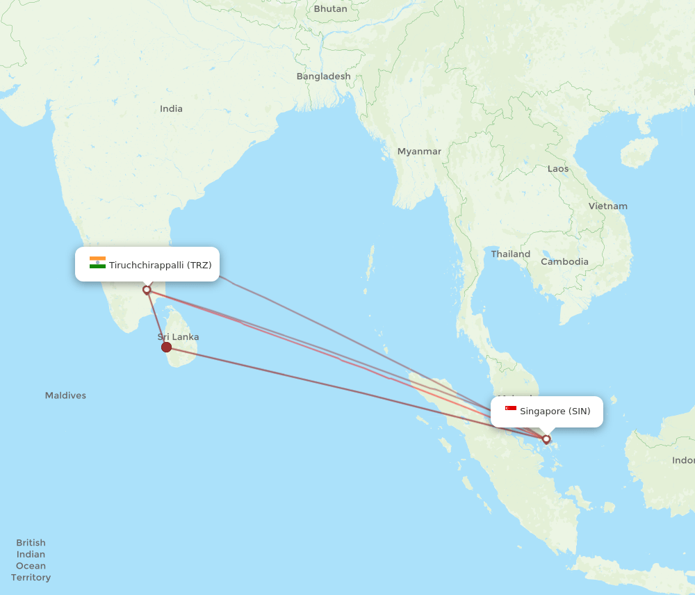 SIN-TRZ flight routes