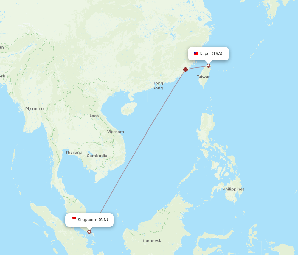 SIN-TSA flight routes
