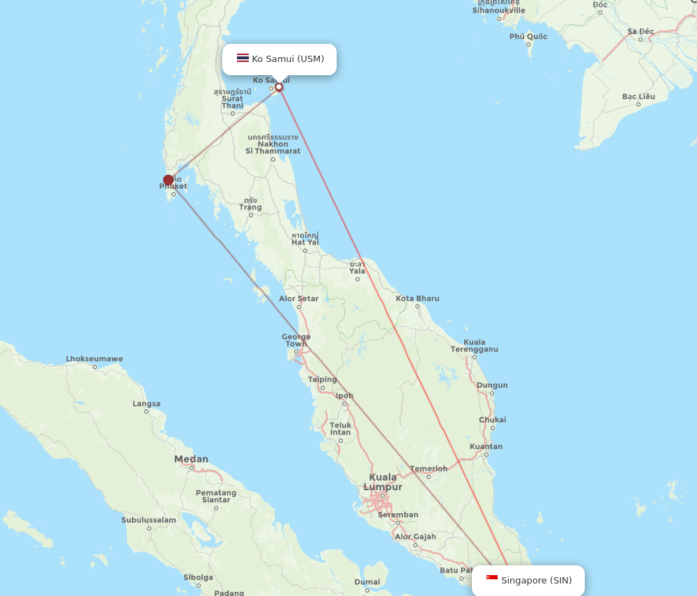 SIN to USM flights and routes map