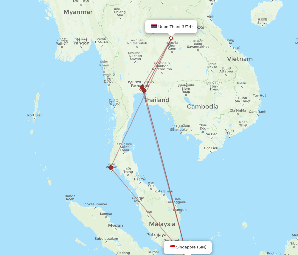 SIN-UTH flight routes