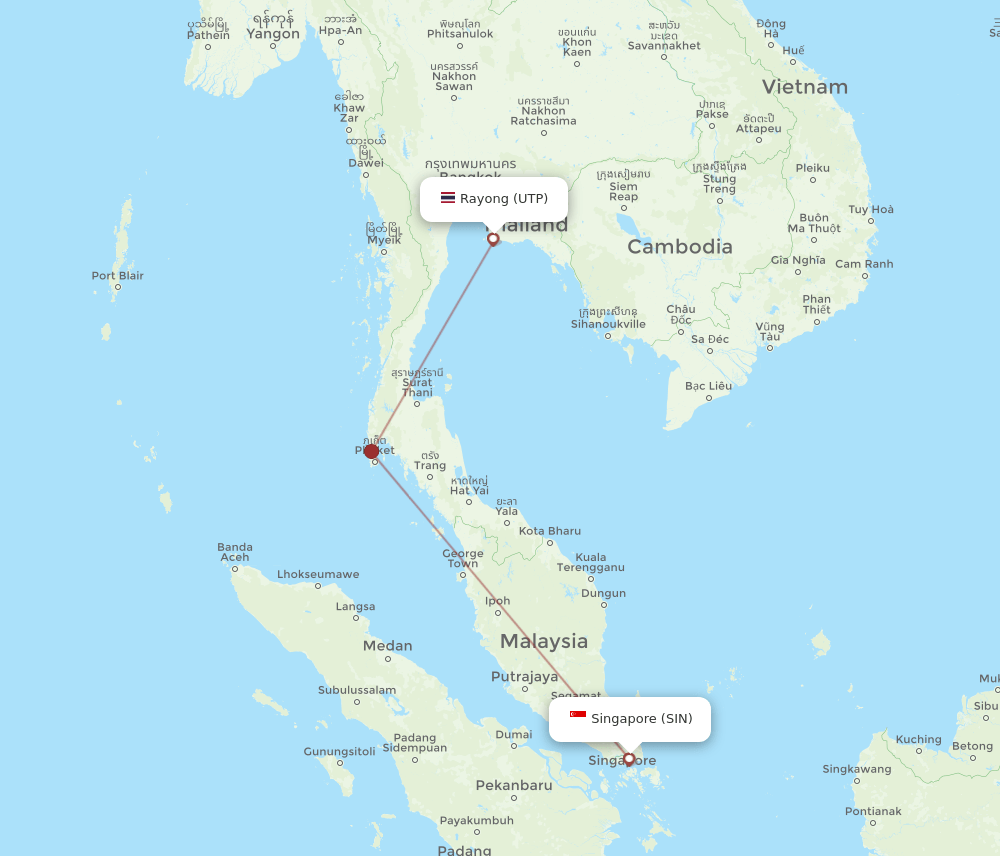 SIN-UTP flight routes