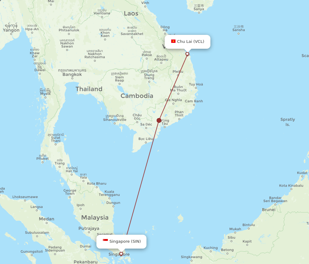 SIN to VCL flights and routes map