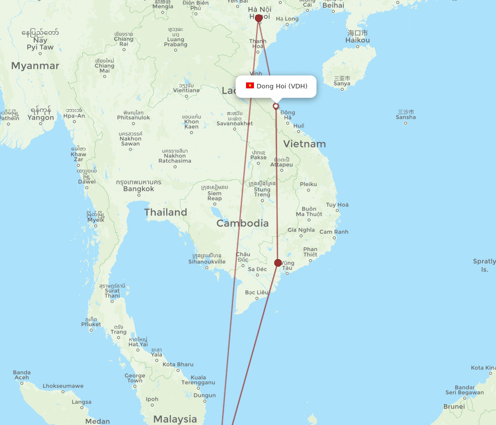SIN-VDH flight routes
