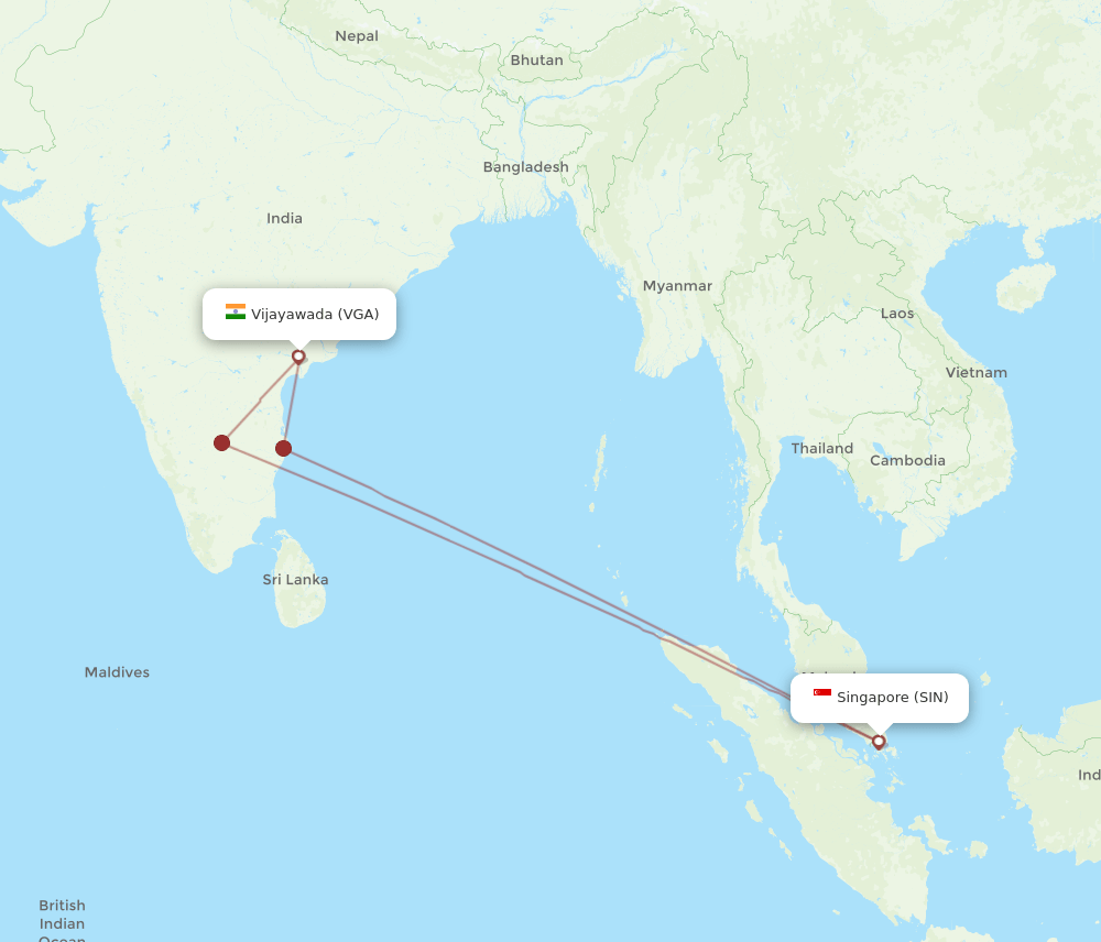 SIN-VGA flight routes