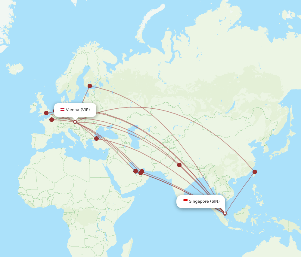 SIN to VIE flights and routes map