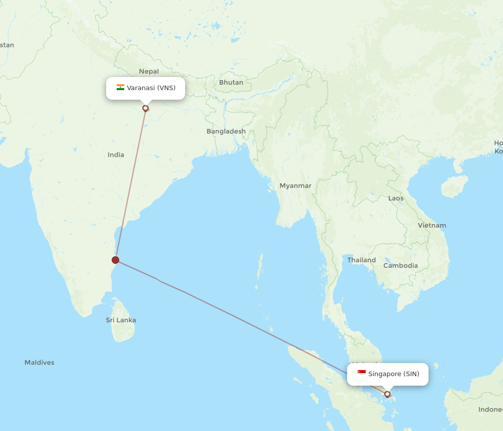 SIN-VNS flight routes