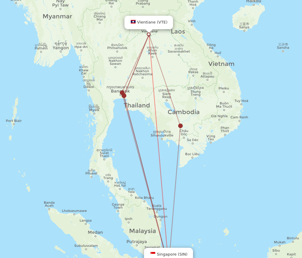 SIN-VTE flight routes