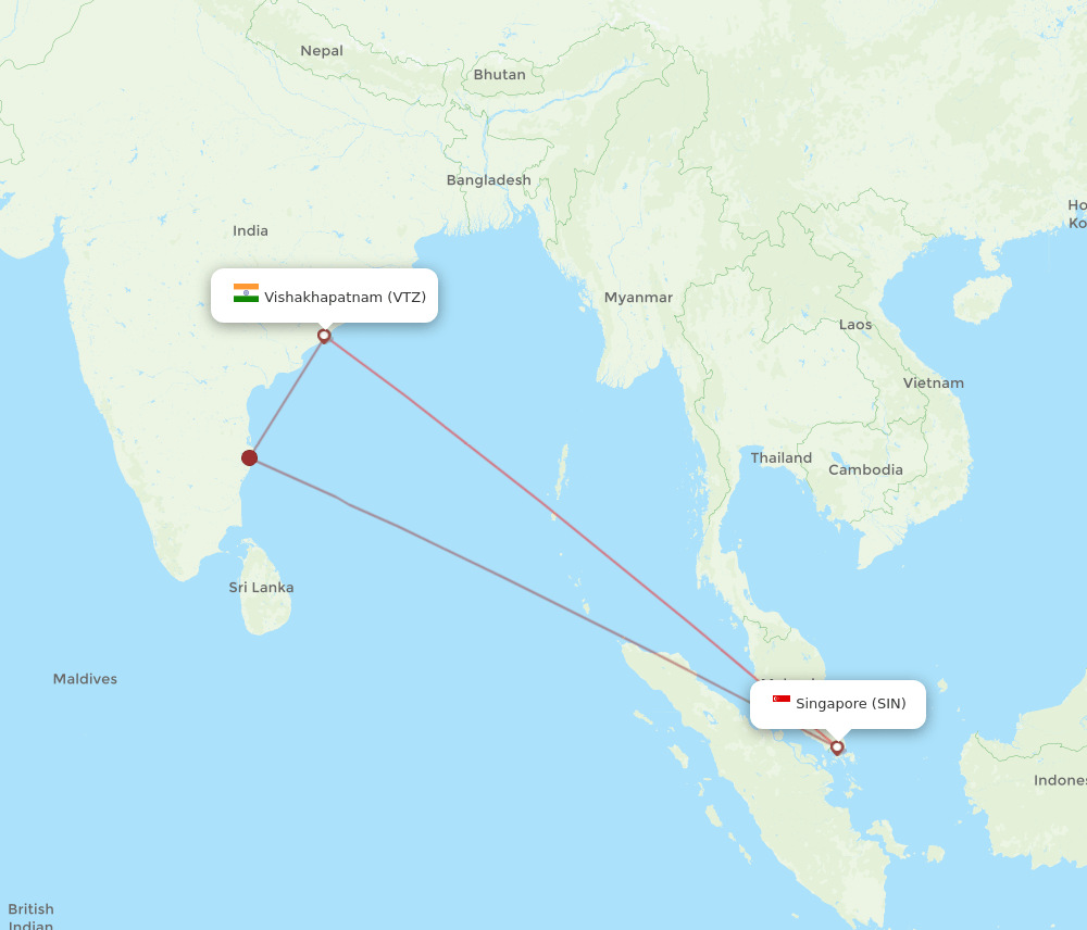 SIN-VTZ flight routes