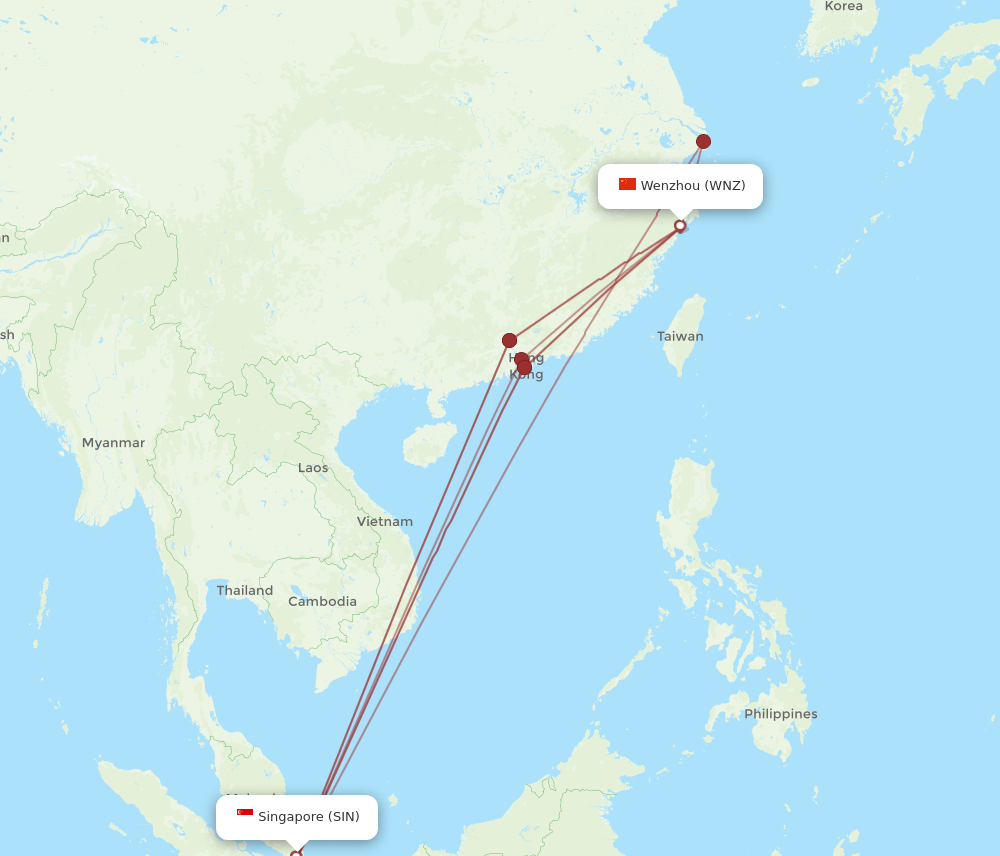 SIN-WNZ flight routes