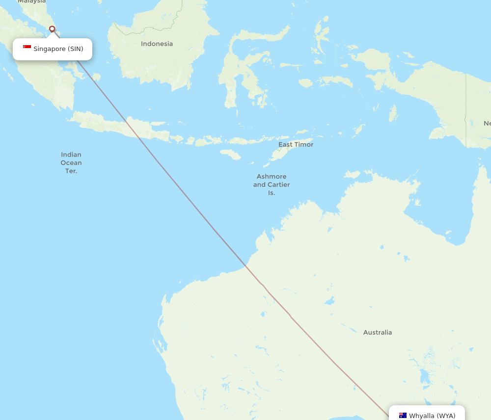 SIN to WYA flights and routes map