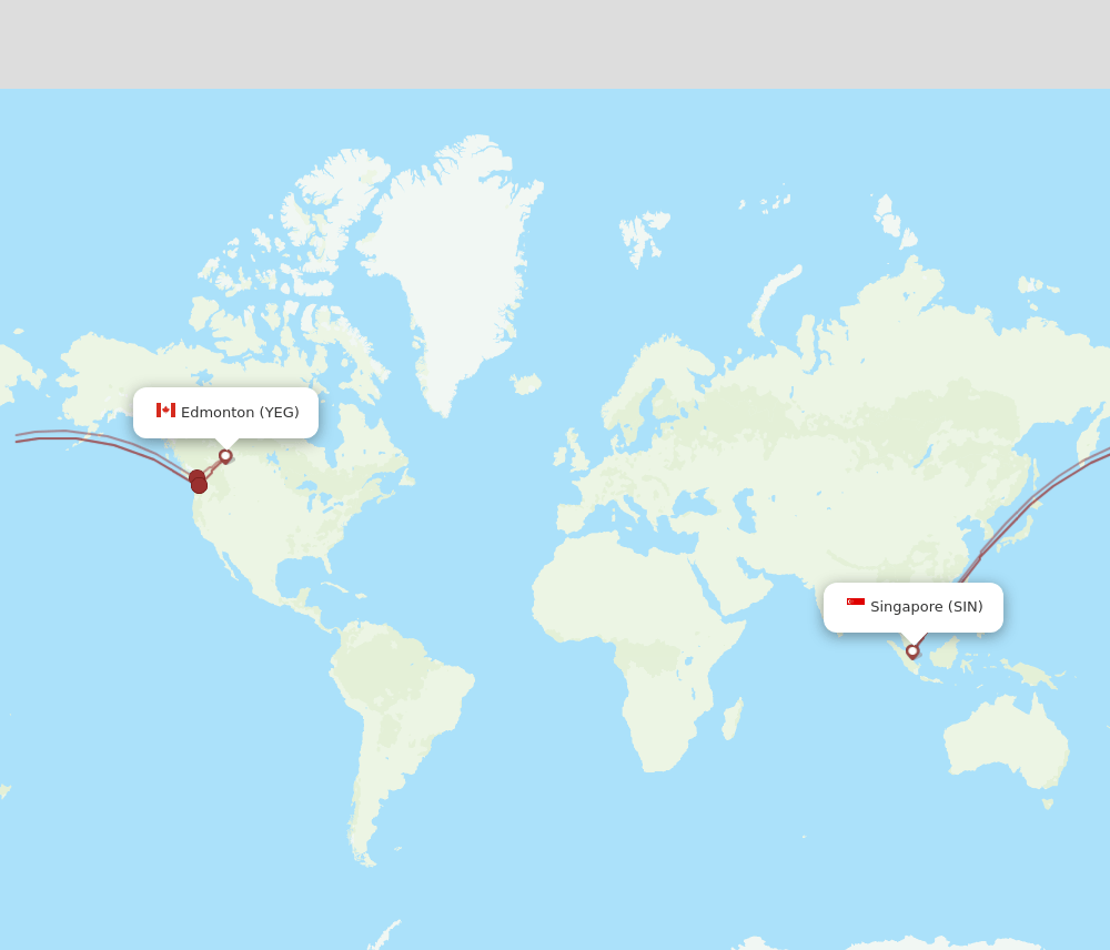 SIN to YEG flights and routes map