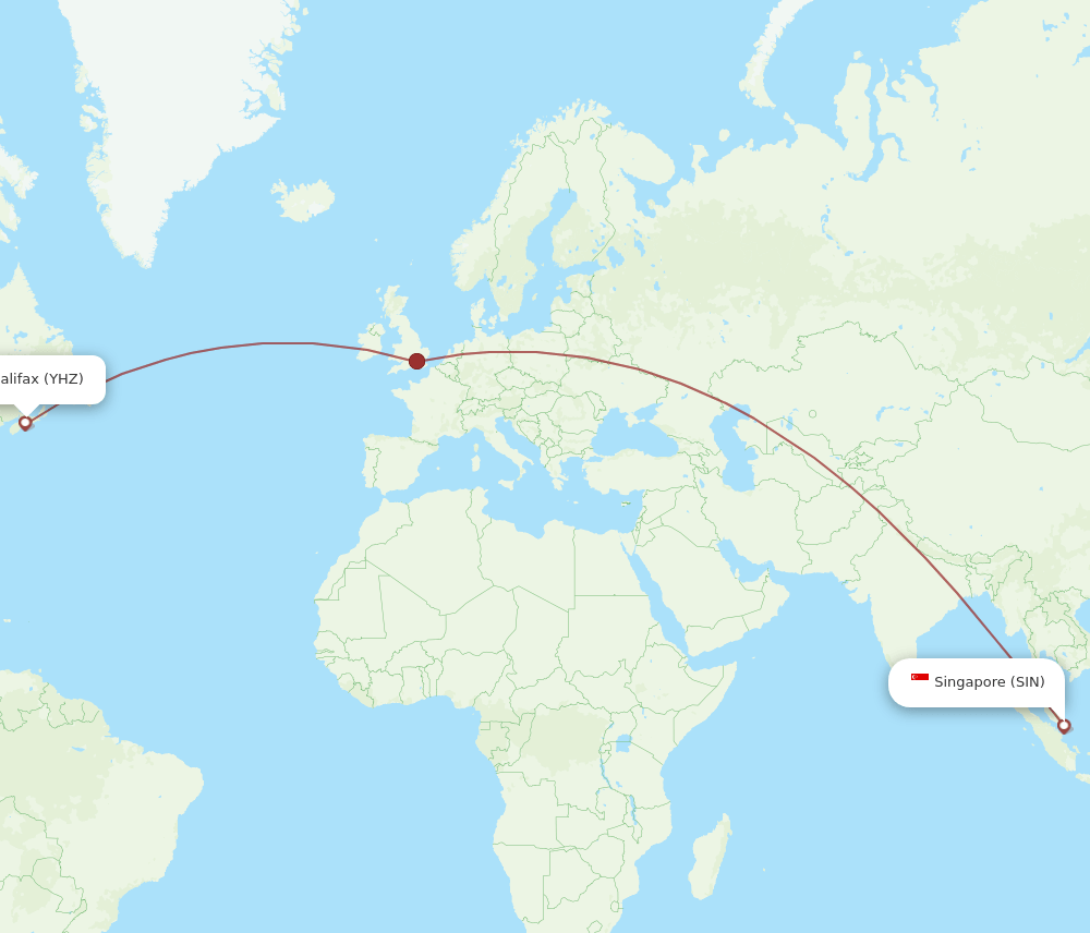 SIN-YHZ flight routes
