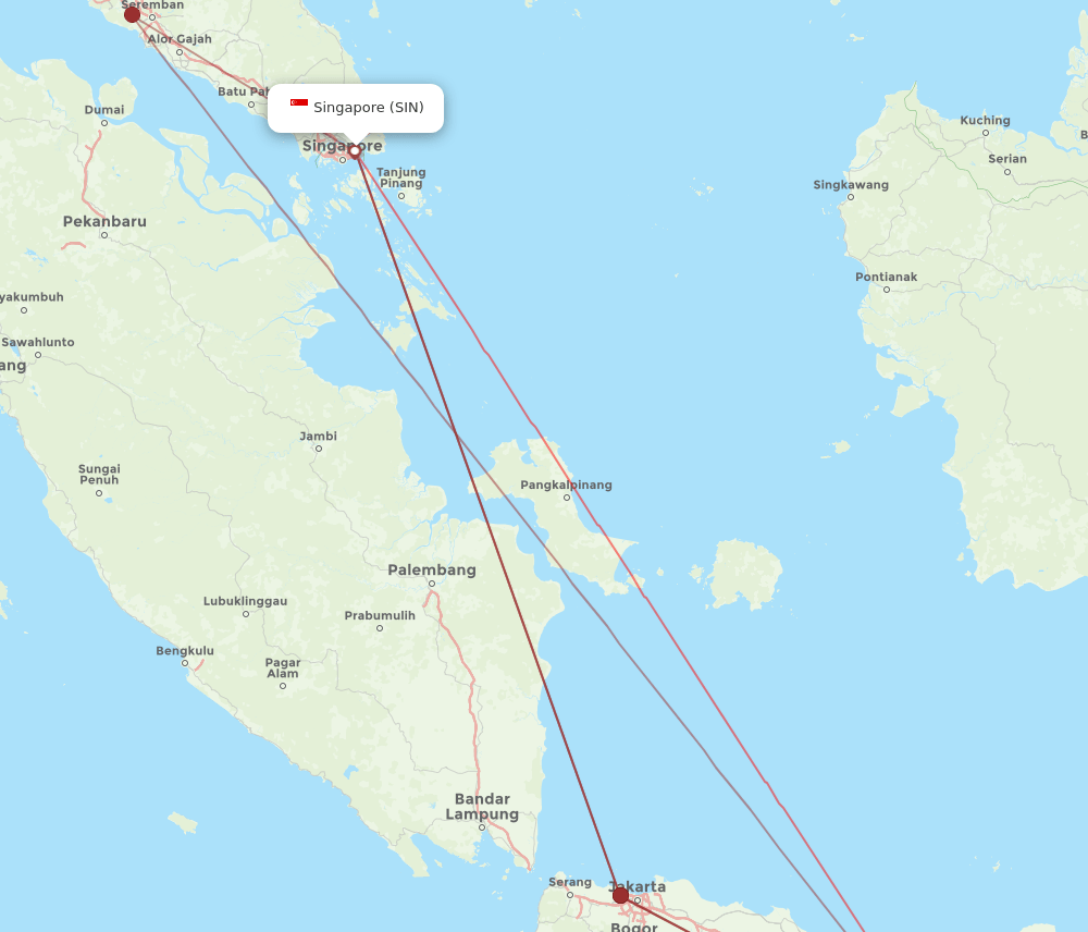 SIN to YIA flights and routes map