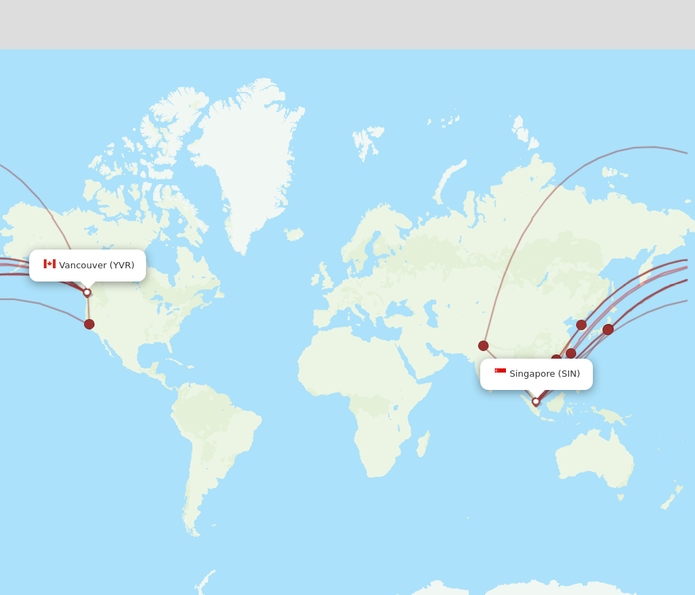 SIN to YVR flights and routes map