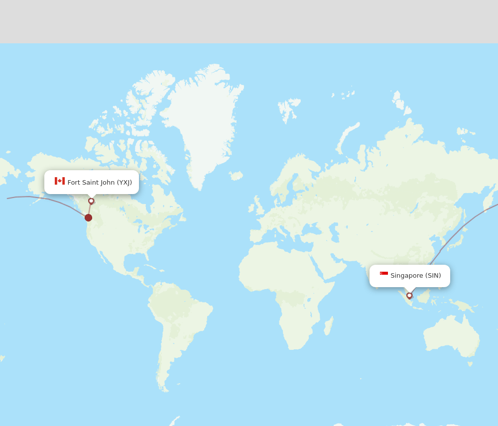 SIN to YXJ flights and routes map