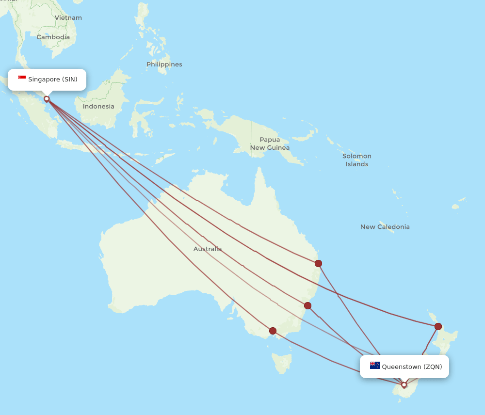 SIN-ZQN flight routes