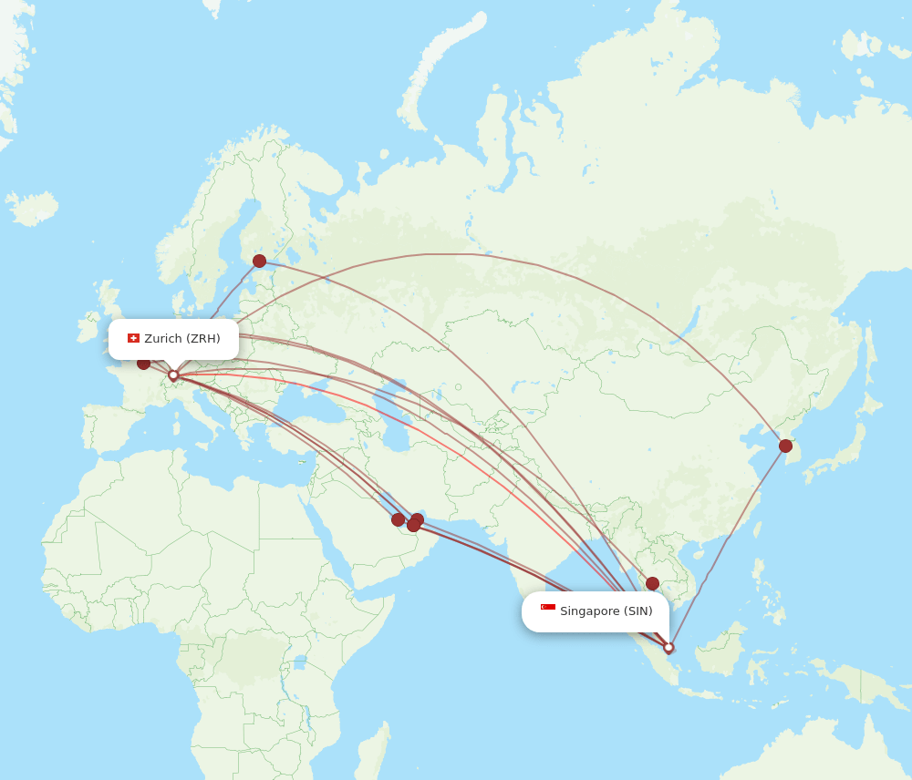 SIN-ZRH flight routes