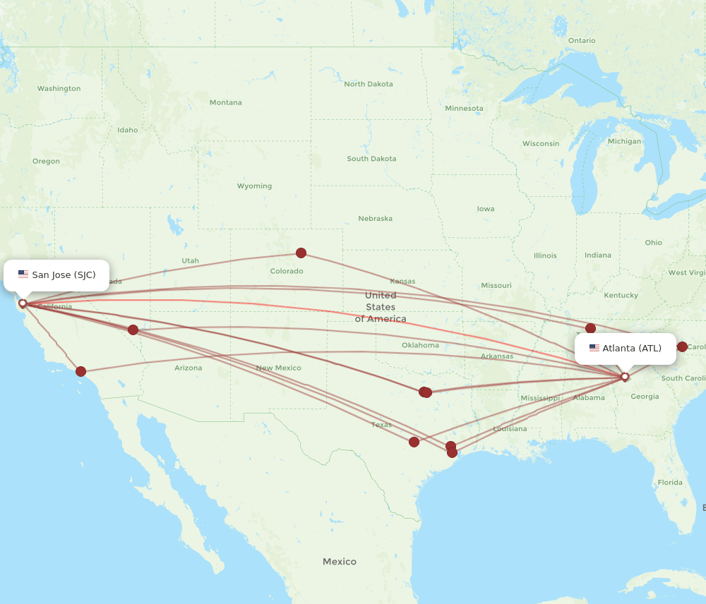 SJC-ATL flight routes