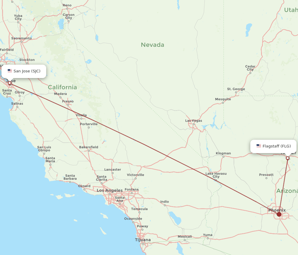 SJC-FLG flight routes