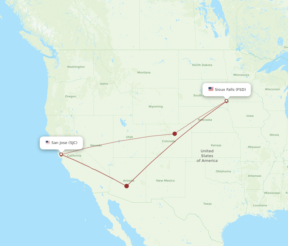 SJC-FSD flight routes