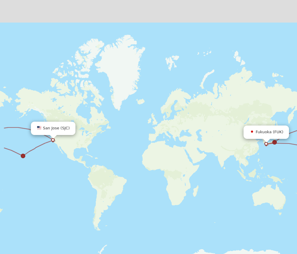 SJC to FUK flights and routes map