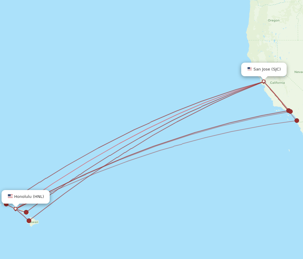 SJC-HNL flight routes