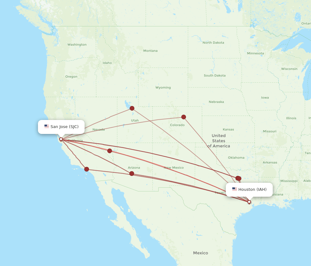 SJC-IAH flight routes