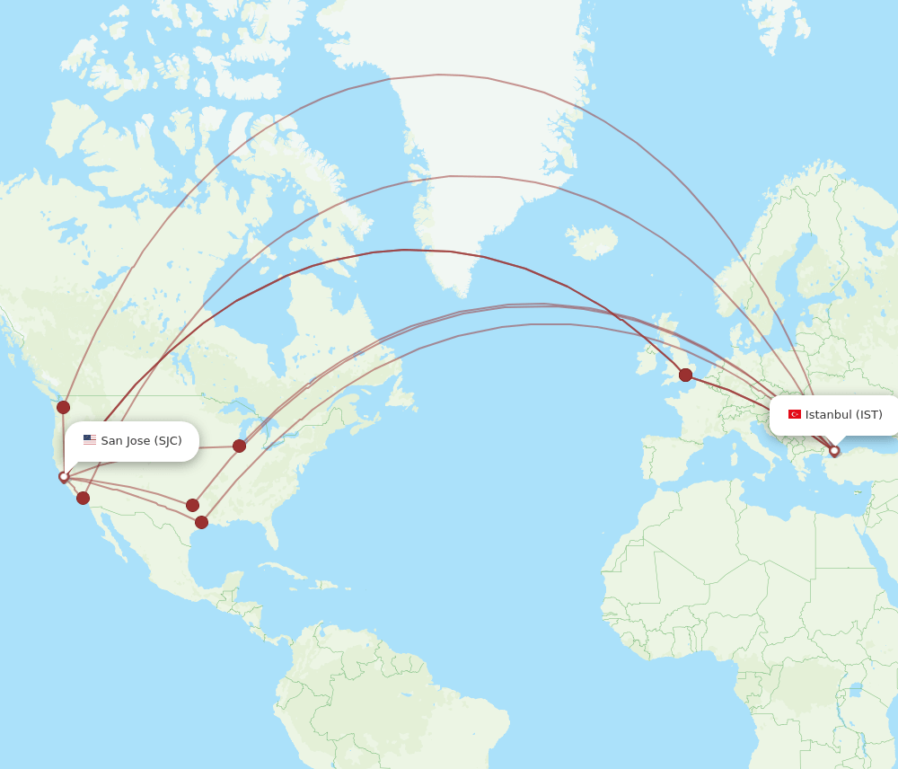 SJC-IST flight routes