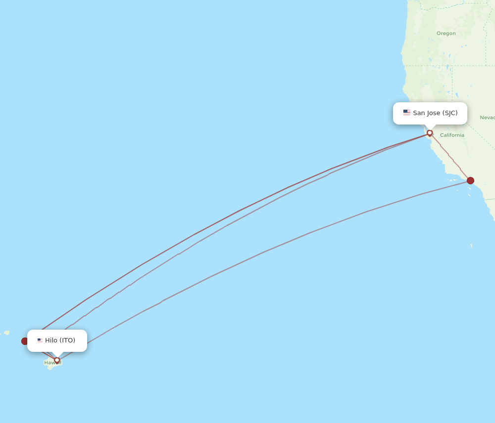 SJC to ITO flights and routes map