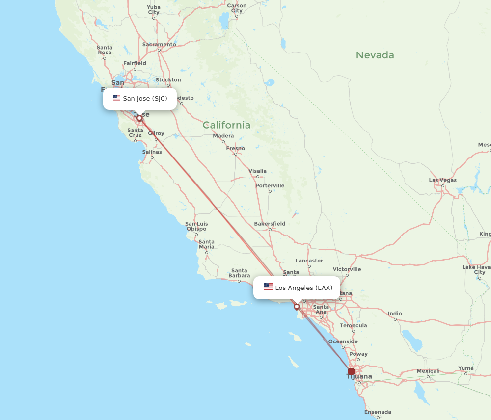 SJC-LAX flight routes