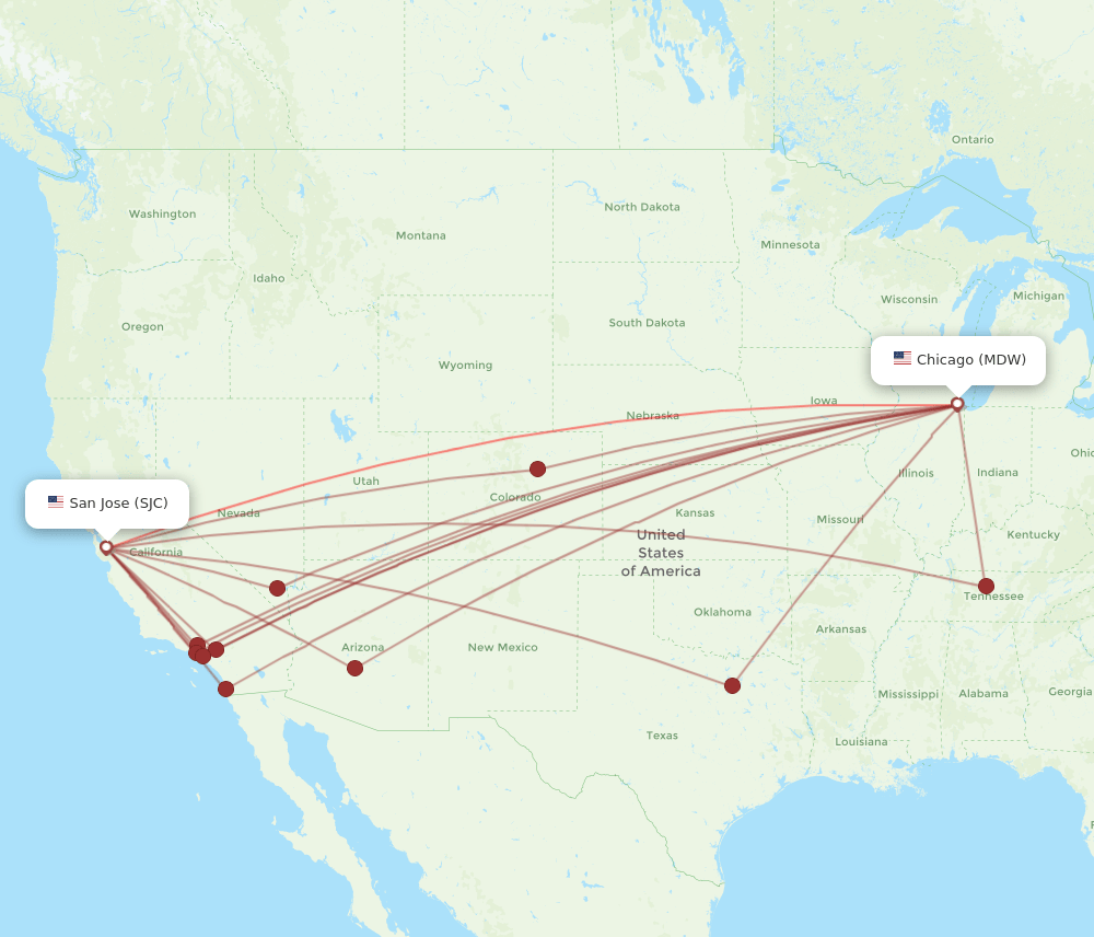 SJC-MDW flight routes